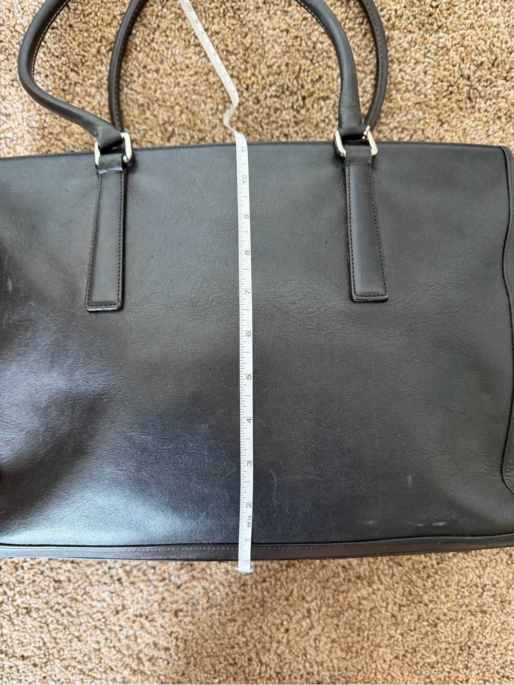 COACH Vintage H2S-9426 Black Leather Tote Computer Bag with Black Wristlet